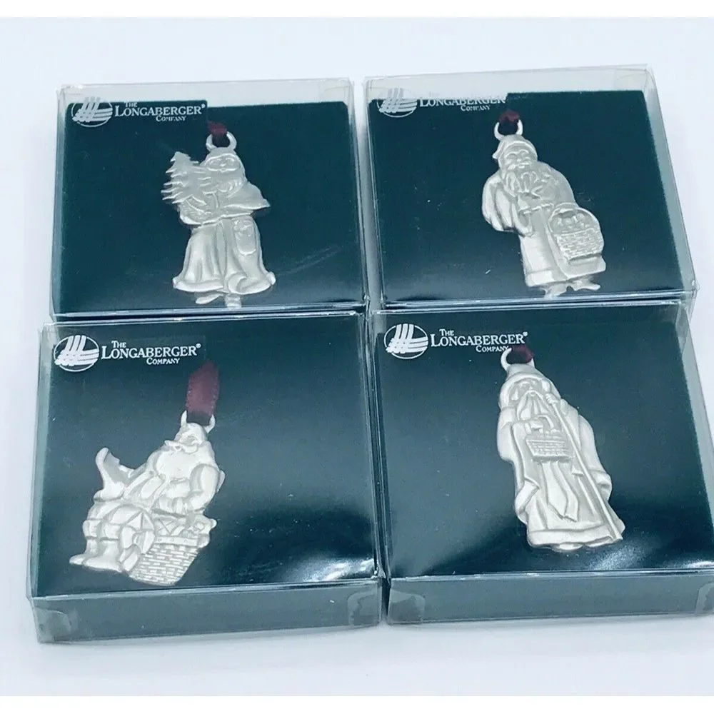 LONGABERGER Pewter Tie-Ons / Ornaments - Santa, Kris Kringle, Christmas 1993‎